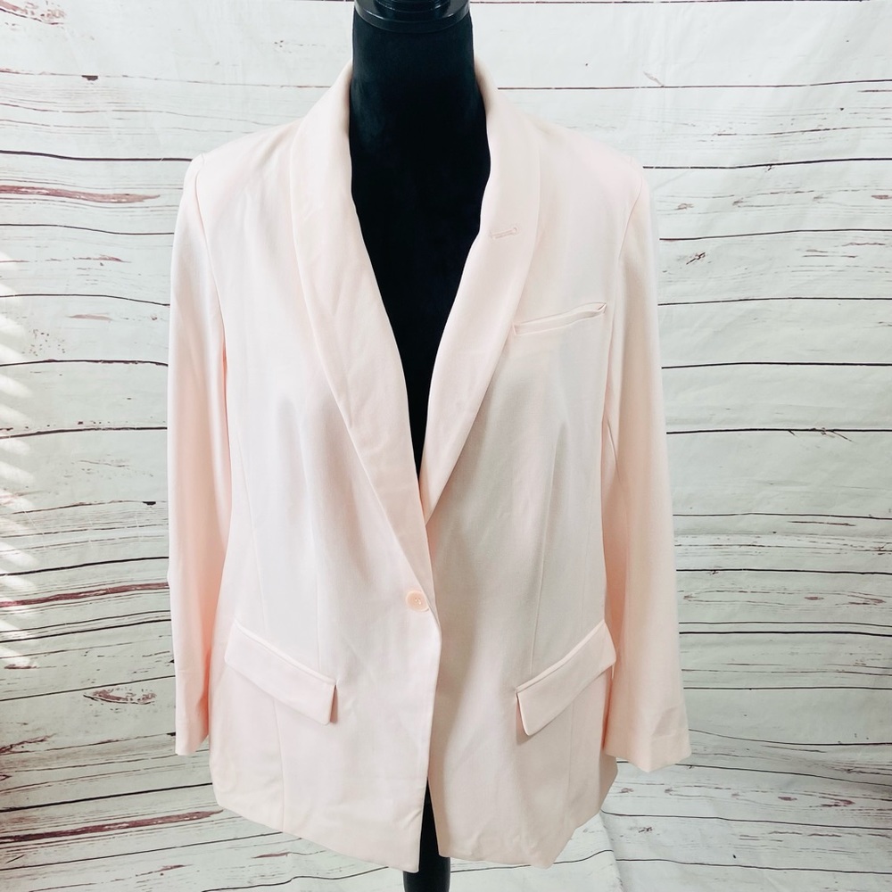Lane Bryant Jacket Women’s 14 Pink Blazer One Button Long Sleeves Lined.